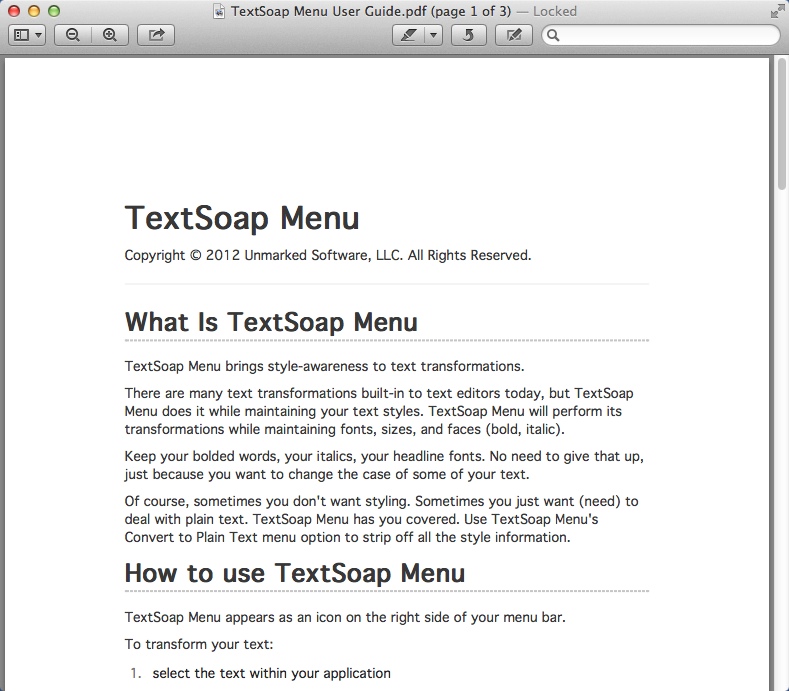 TextSoap Menu 1.1 : Help Guide