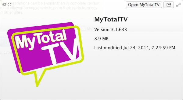 MyTotalTV 3.1 : Version Window