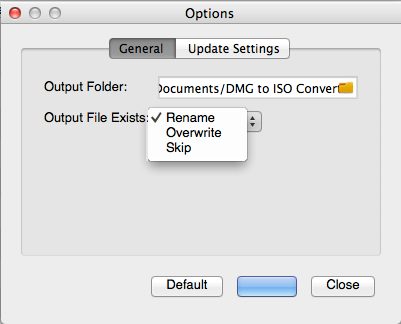 DMG to ISO Converter 1.0 : General Settings