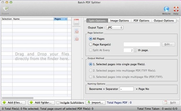 Batch PDF Splitter 2 2.0 : Main window
