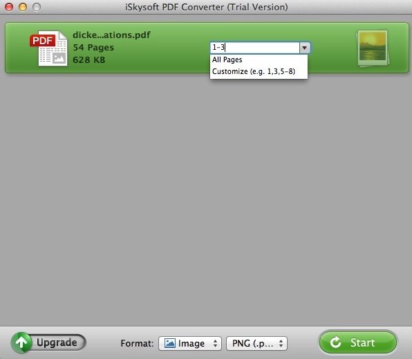 iSkysoft PDF Converter 3.5 : Selecting Page Range