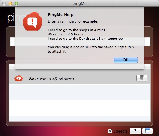 pingMe 1.3 : Reminder Samples Window