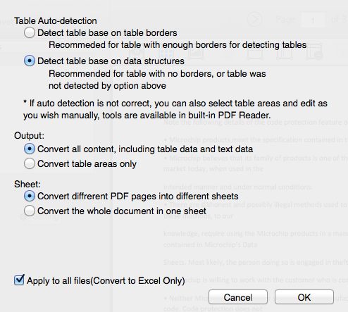 PDF Converter OCR 3.5 : CSV Options