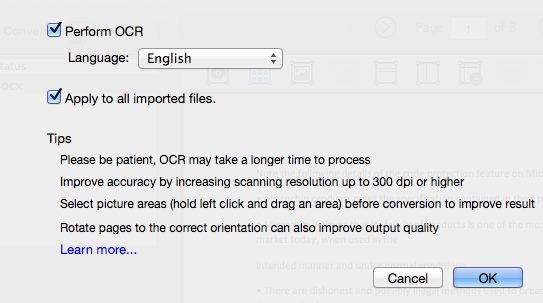 PDF Converter OCR 3.5 : OCR Options