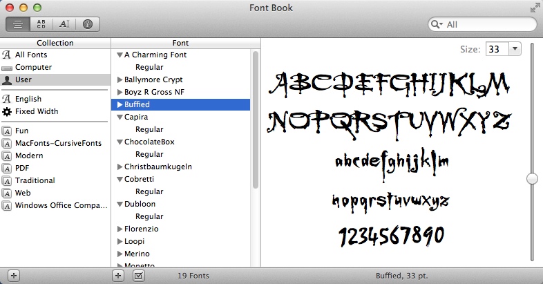 Halloween Fonts 2.0 : Checking Installed Fonts Within Font Book App