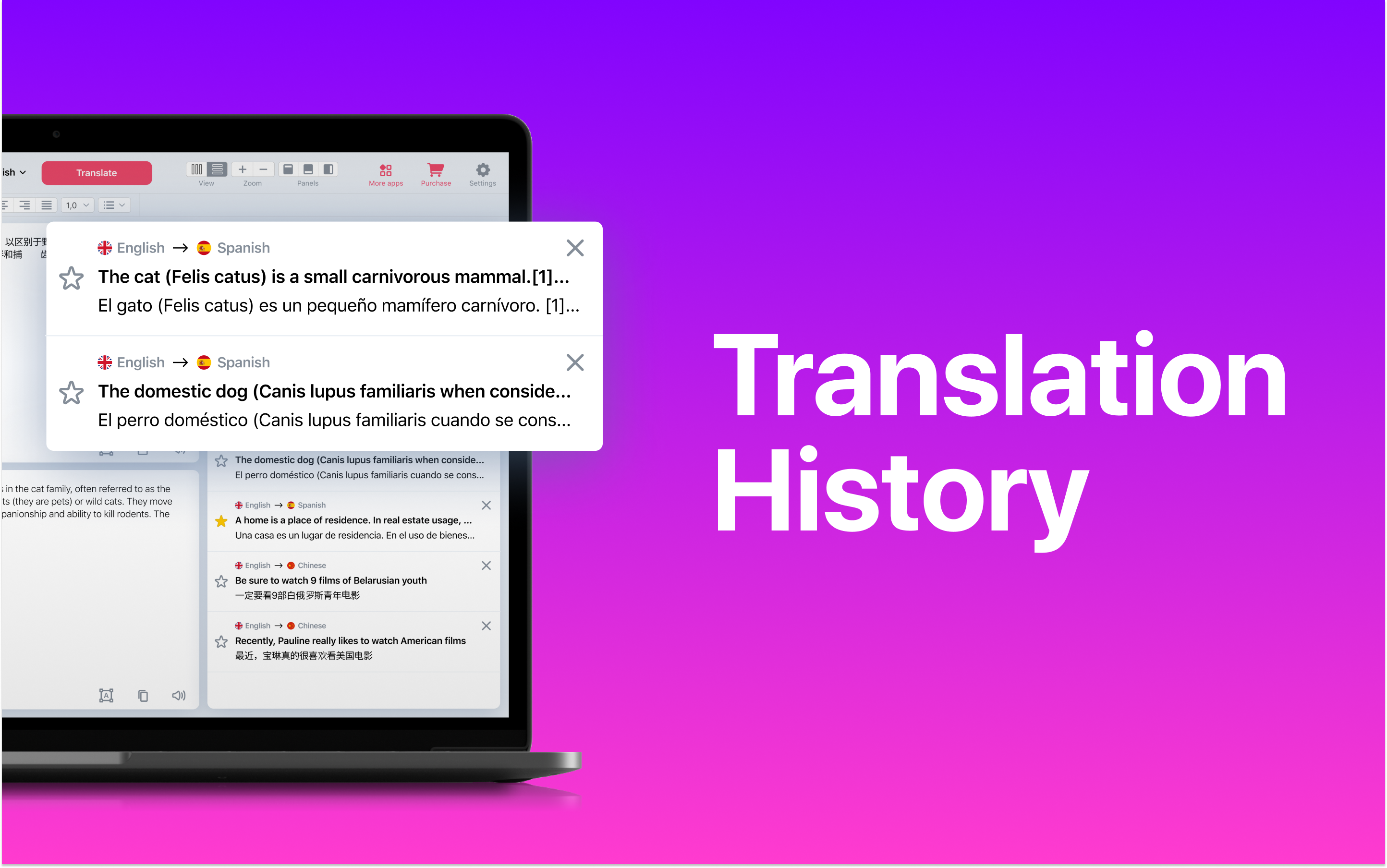 Lingvanex Translator 1.5 : Translation history