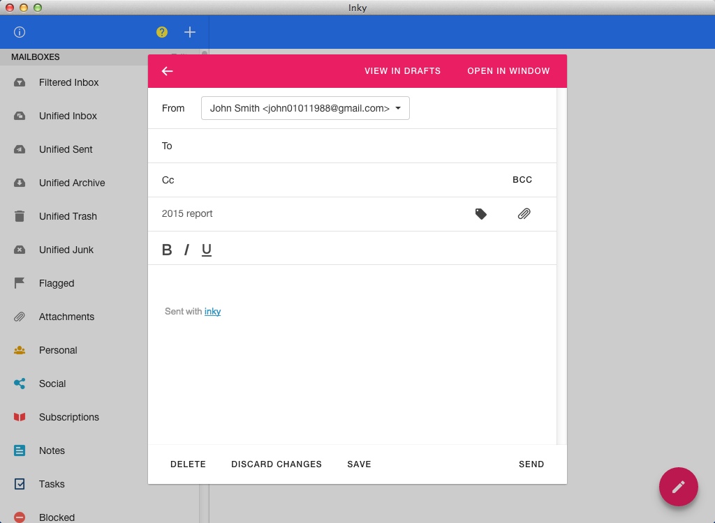 Inky 3.0 : Sending New Email