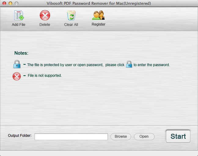 Vibosoft PDF Password Remover for Mac 2.2 : Main Window