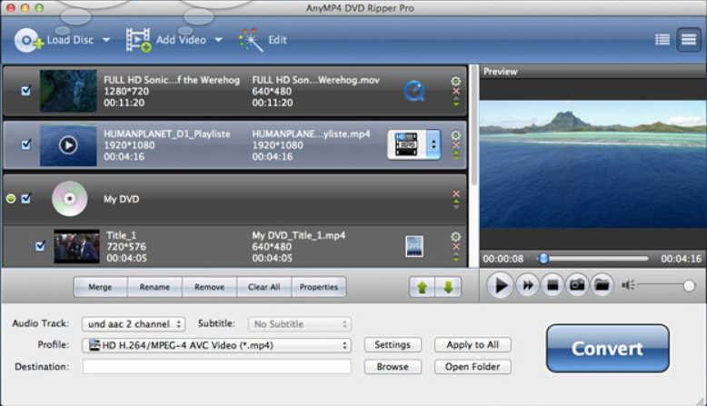 AnyMP4 DVD Ripper Pro 6.0 : Main Window