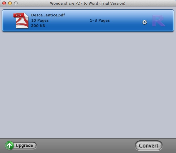 Wondershare PDF to Word 3.2 : Main Window