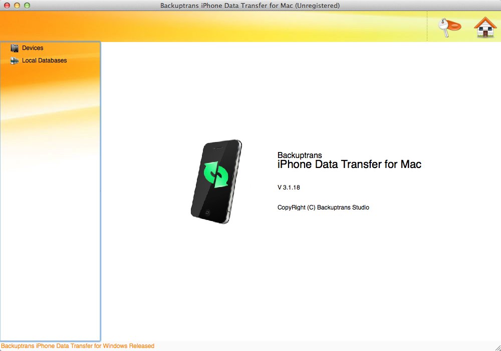 Backuptrans iPhone Data Transfer 3.1 : Main Window
