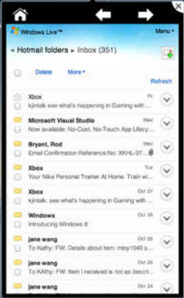 MenuApp for Hotmail 1.0 : Main Window