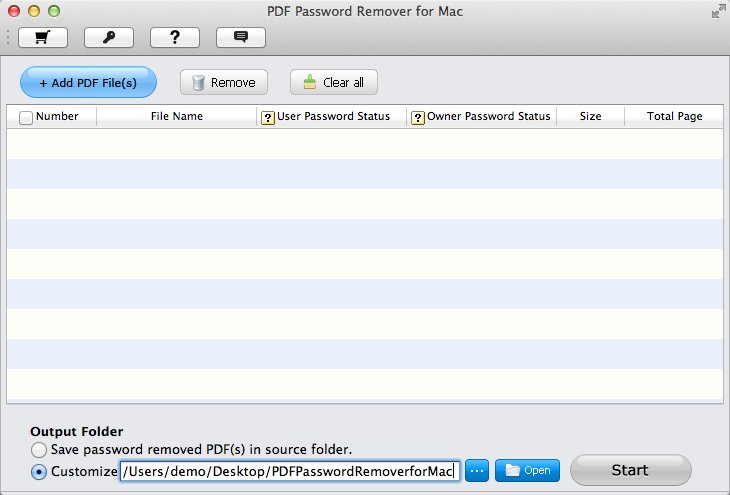 PDF Password Remover for Mac 2.4 : Main Window