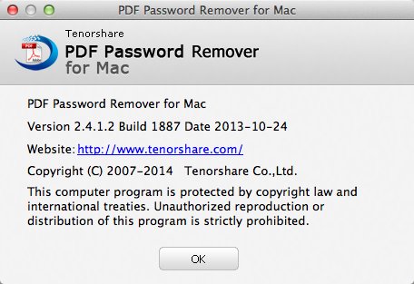 PDF Password Remover for Mac 2.4 : About Window