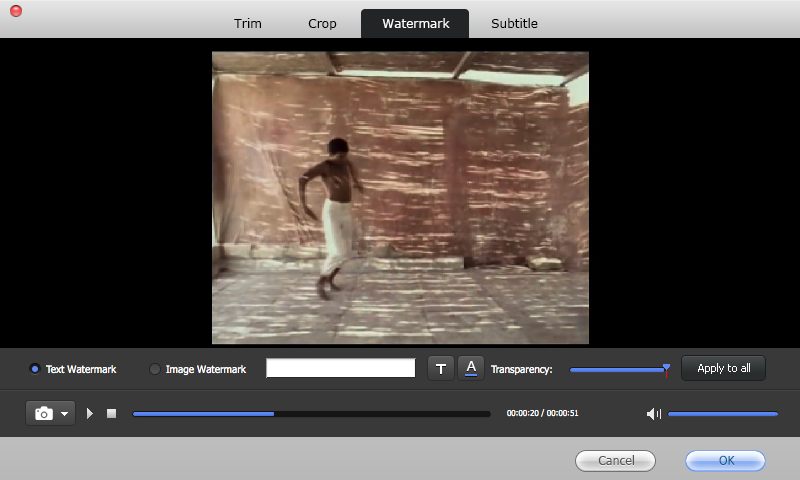 Free AVCHD To iMovie 2.0 : Watermark Options