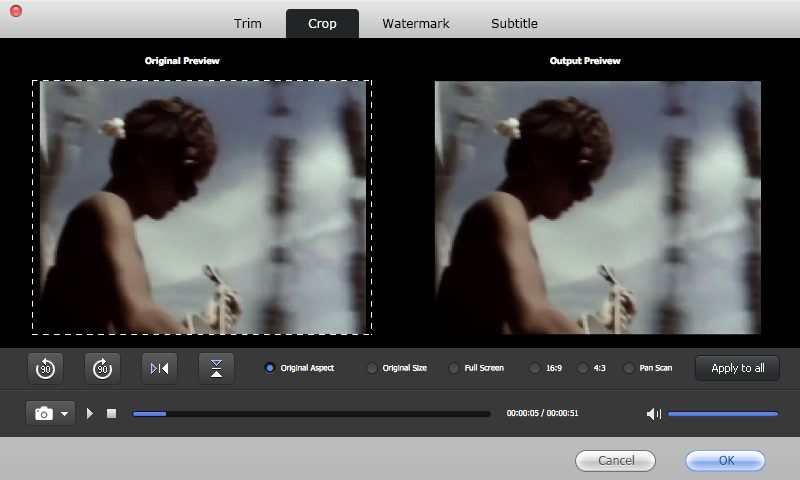 Free QuickTime To iMovie 2.0 : Crop Options