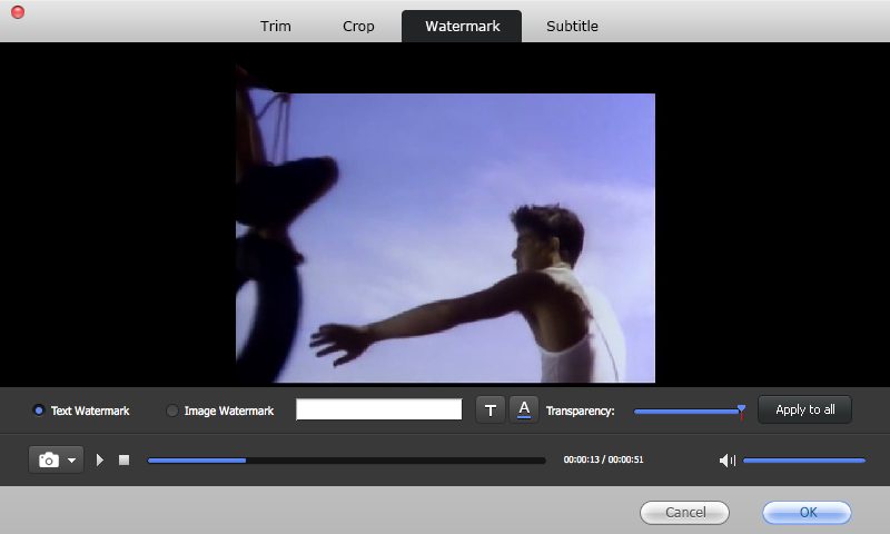 Free QuickTime To iMovie 2.0 : Watermark Options