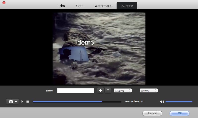 Free WMV To iMovie Converter 2.0 : Subtitle Options