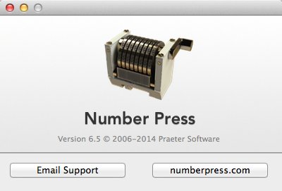 Number Press 6.6 : About Window