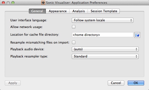 Sonic Visualiser 2.4 : Program Preferences