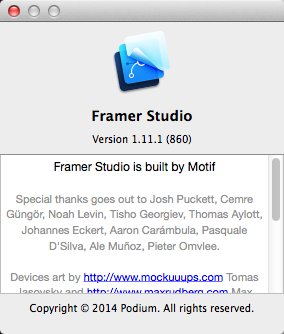 Framer Studio 1.1 : About Window
