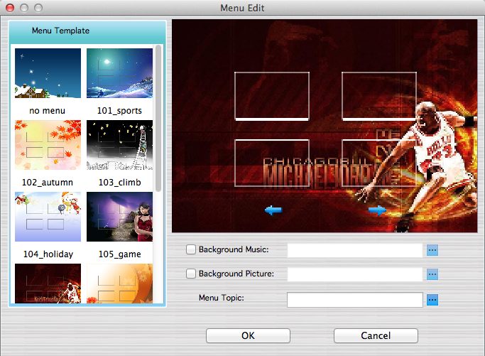3herosoft MPEG to DVD Burner 3.9 : Edit Menu Template