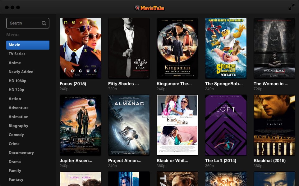 MovieTube App 1.3 : Main window