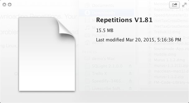 Repetitions 1.8 : Version Window