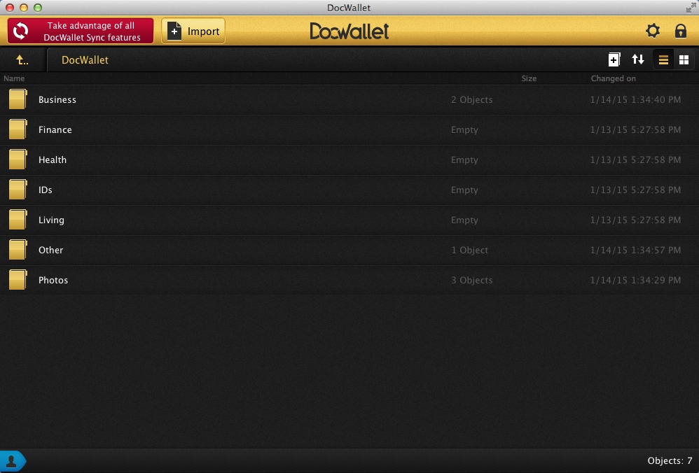 DocWallet 2.0 : Main Window