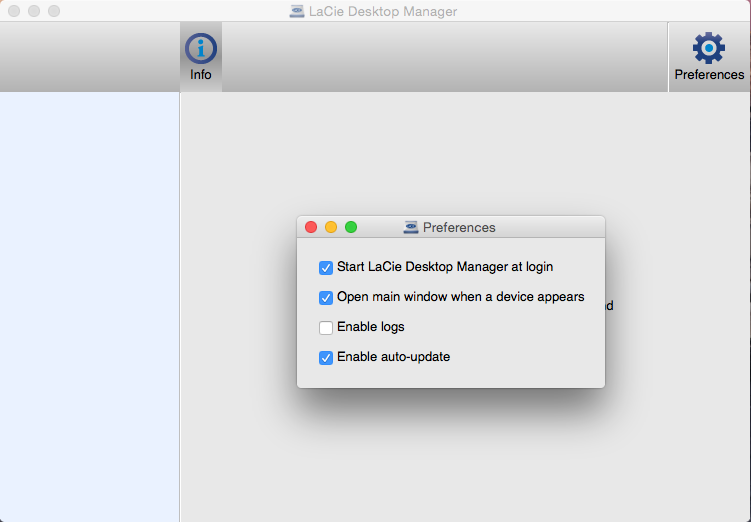 LaCie Desktop Manager 2.4 : Preferences