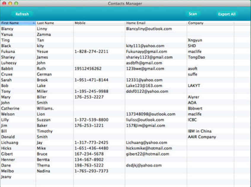 Contacts Manager 2.1 : Main Window