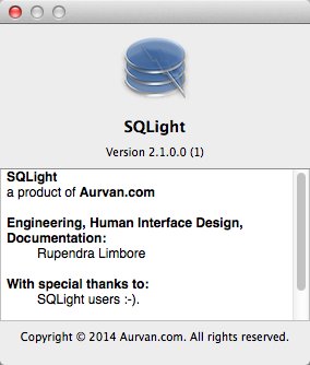 SQLight 2.1 : About Window