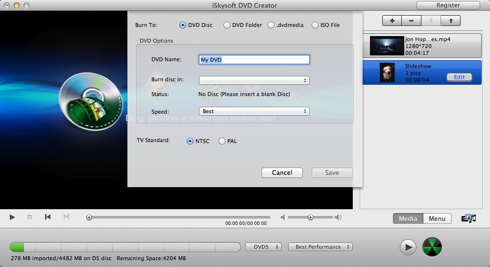 iSkysoft DVD Creator 3.9 : Configuring Output Settings