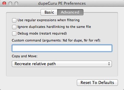 dupeGuru Picture Edition 2.1 : Advanced Settings