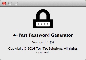 4-Part Password Generator 1.1 : About Window