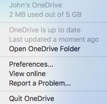 OneDrive 17.3 : Main Menu