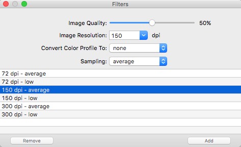 PDF Squeezer 3.5 : Filter Options