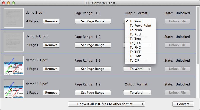 PDF-Converter-Fast 1.0 : Convert Options
