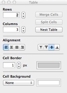 Mini Writer 1.0 : Insert Table