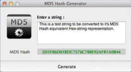 MD5 Hash Generator 1.0 : Main Window