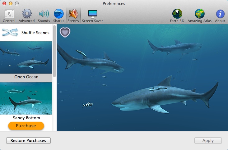 Sharks 3D 1.2 : Scenes Window