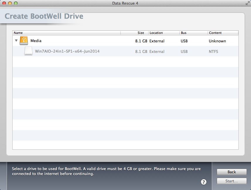 Data Rescue 4.1 : Creating Bootwell Drive