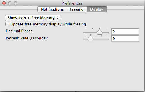 MemoryTamer 1.2 : Display Options