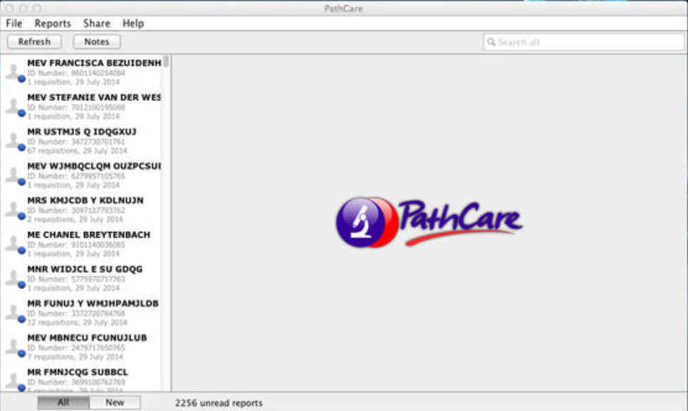 PathCare 1.0 : Main Window