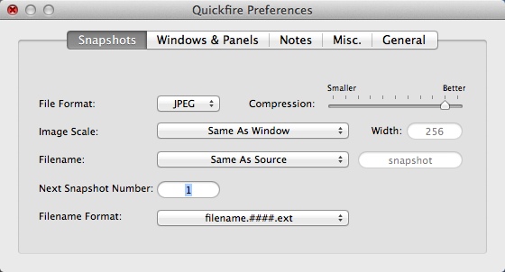 Quickfire 1.8 : Program Preferences