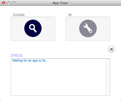 App Fixer 0.2 beta : Main Window