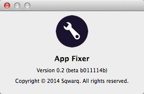 App Fixer 0.2 beta : About Window