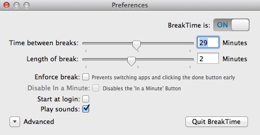 BreakTime 2.5 : Program Preferences