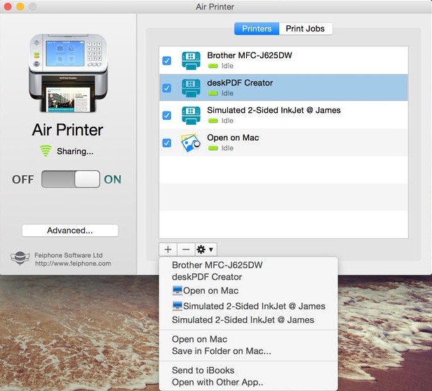 Air Printer Lite - Print to Any Printer 1.0 : Main Window