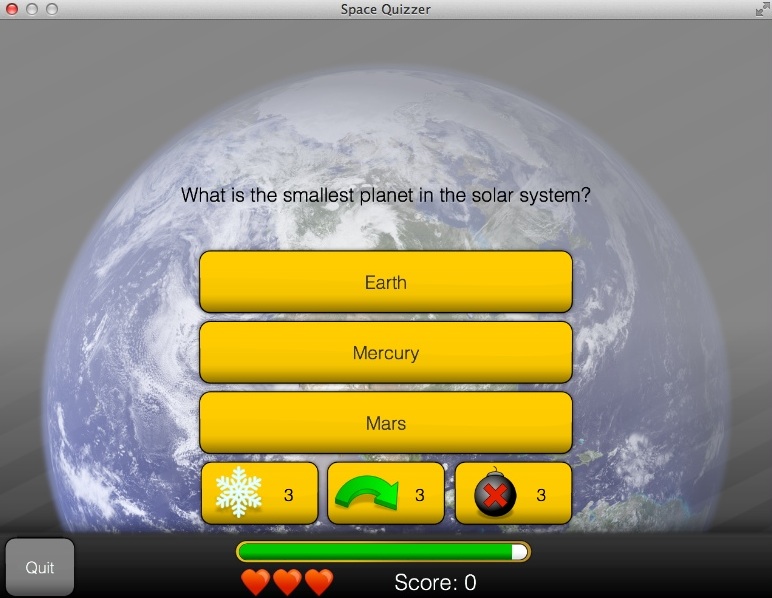 Space Quizzer 2.0 : Gameplay Window